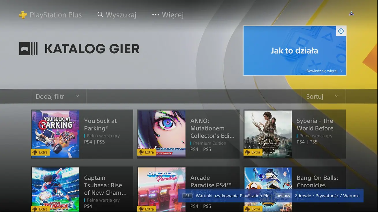Katalog gier PS Plus Katalog gier PlayStation Plus