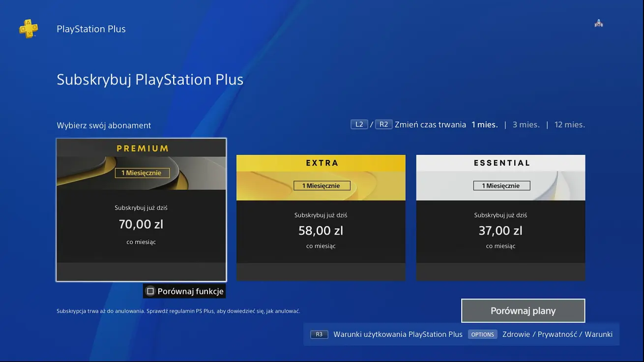 Subskrypcja PlayStation Plus Subskrypcja PlayStation Plus na miesiąc