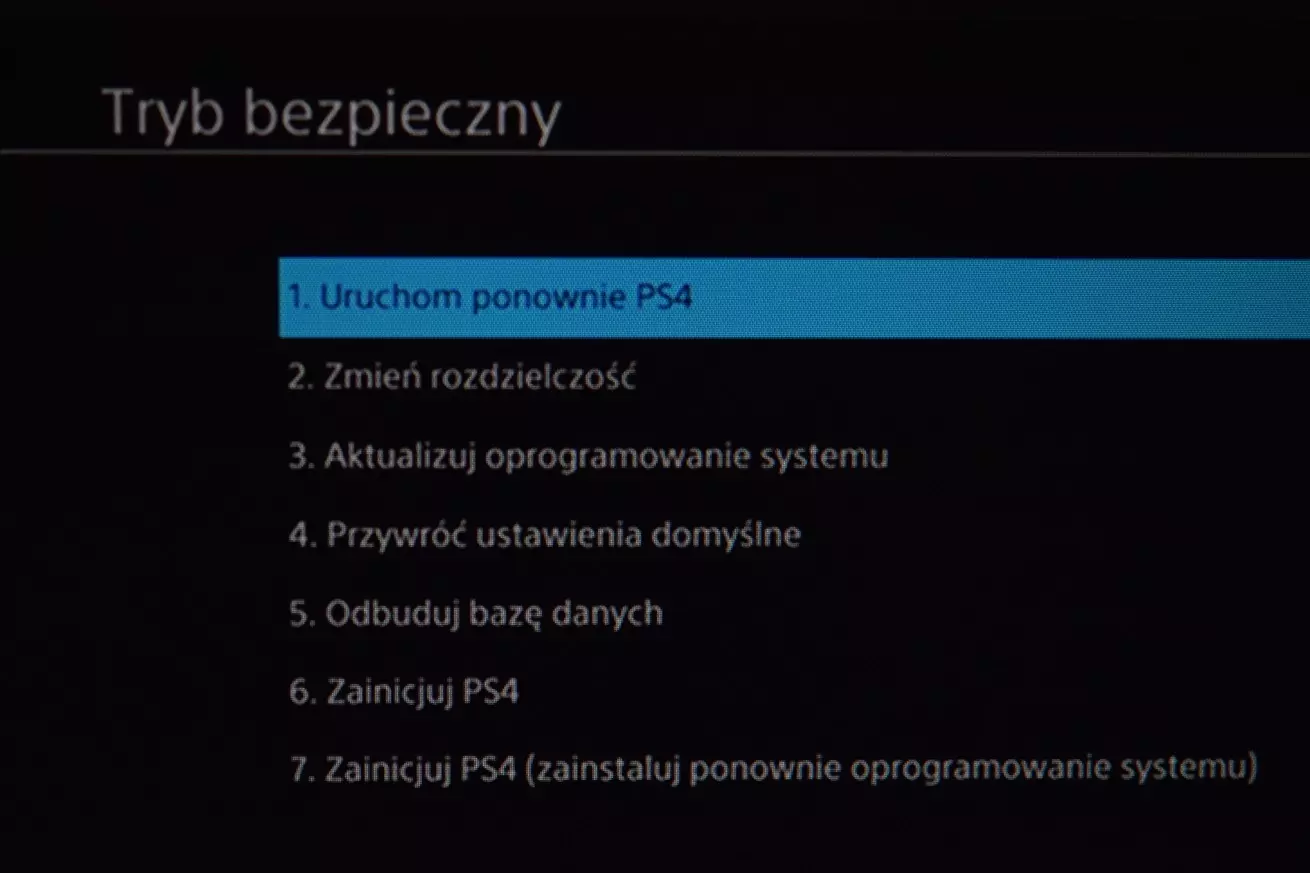 Tryb bezpieczny PS4 Tryb bezpieczny PS4 - dostępne opcje