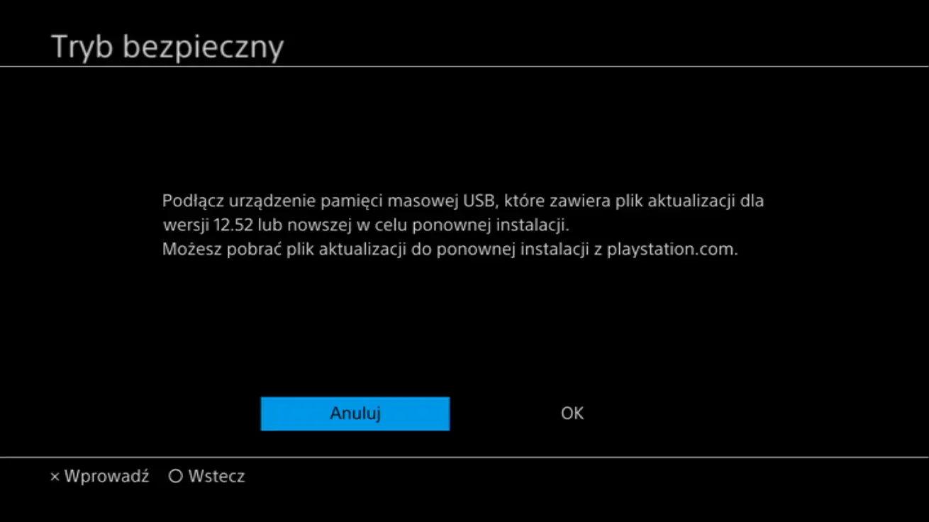 Aktualizacja PS4 z pendrive Aktualizacja PS4 z pendrive tryb bezpieczny