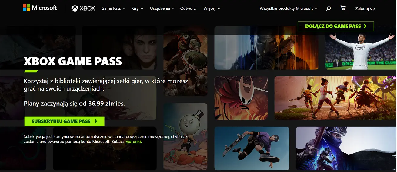 Abonament za gry Xbox Game Pass Abonament za gry Xbox Game Pass strona