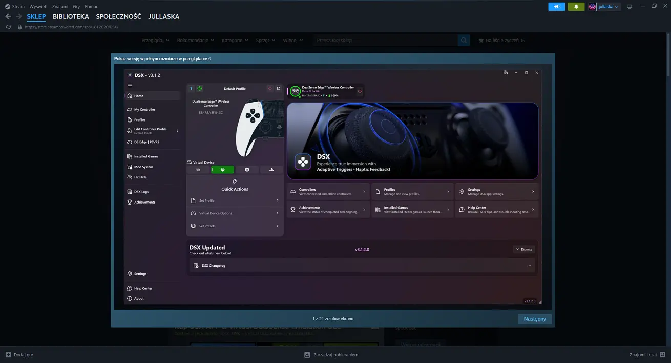 DualSensex Steam profil główny DualSensex Steam profil główny aplikacja