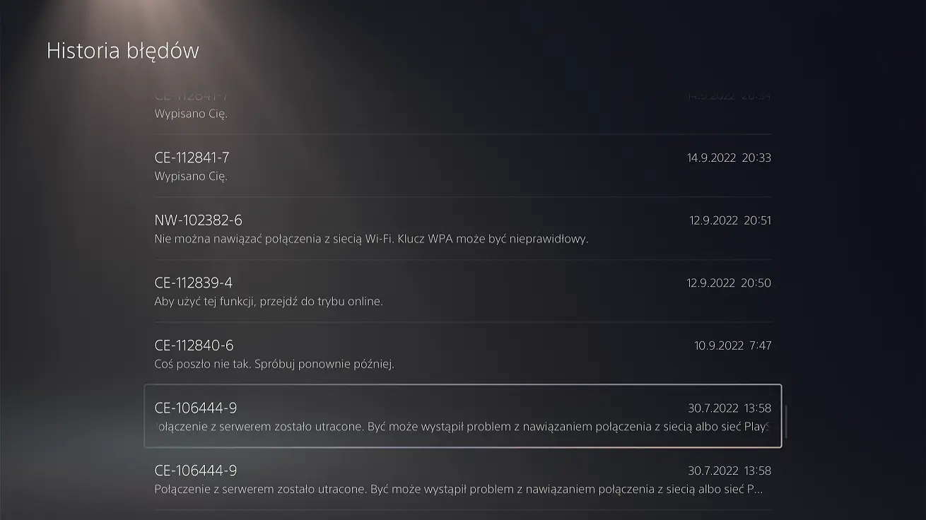 PS5 błąd CE-100045-0 historia błędów szczegóły PS5 błąd CE-100045-0 historia błędów szczegóły oprogramowanie