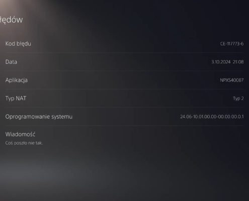 PS5 błąd CE-117773-6 cos poszło nie tak problem
