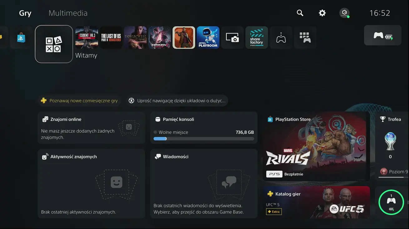 PS5 menu główne PS5 gry i multimedia PS5 menu główne PS5 gry i multimedia układ