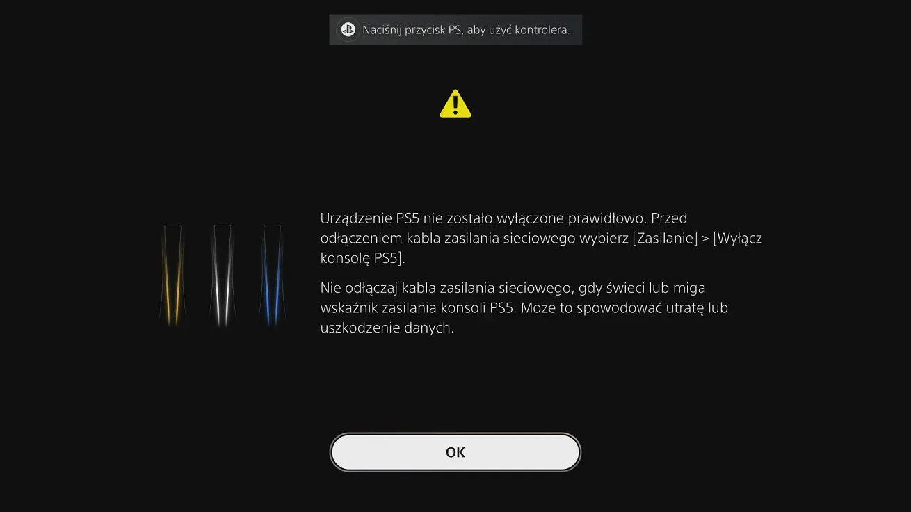 PS5 nieprawidłowe wyłączenie ostrzeżenie systemowe PS5 nieprawidłowe wyłączenie ostrzeżenie systemowe problem