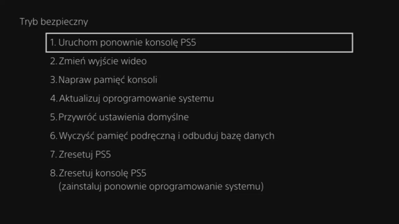 Ręczna aktualizacja PS5 tryb bezpieczny opcje Ręczna aktualizacja PS5 tryb bezpieczny opcje menu