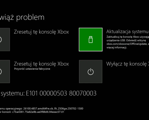 Tryb awaryjny Xbox error e101 aktualizacja offline reset system