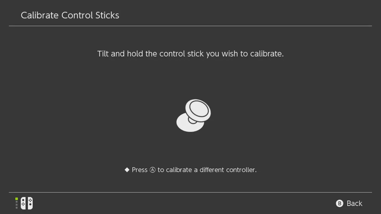 Wymiana analoga Nintendo Switch Joy-Con kalibracja krok 1 menu ustawień Wymiana analoga Nintendo Switch Joy-Con kalibracja krok 1 menu ustawień etap