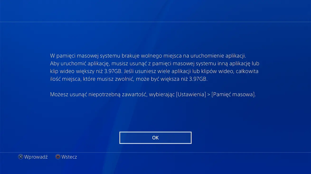 Wymiana dysku HDD na SSD PS4 brak miejsca na dysku komunikat Wymiana dysku HDD na SSD PS4 brak miejsca na dysku komunikat system