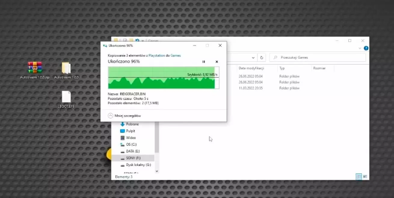 Autobleem kopiowanie gry do folderu games na pendrive Kopiowanie gry do folderu Games na pendrive – dodawanie własnych gier PlayStation do Autobleema